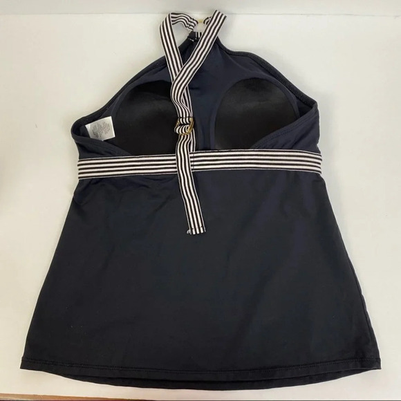 Anne Cole Studio Black White Classic Style Adjustable Halter Neck Tankini Top M - Picture 2 of 12